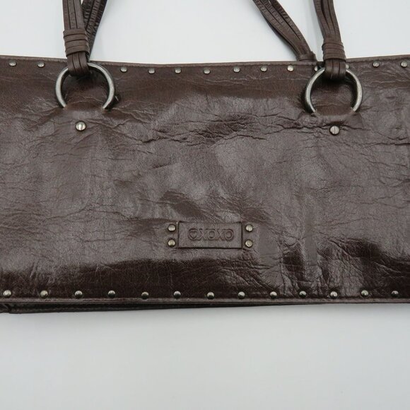 Xoxo‎ Brown Imitation Leather Shoulder Bag Studded Accents Dual Straps - Picture 2 of 10